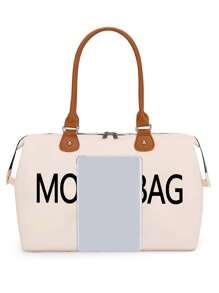 1pc Girl Large Capacity Tote Diaper Bag For Outdoor Use - Beige - View 6