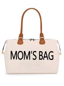 1pc Girl Large Capacity Tote Diaper Bag For Outdoor Use - Beige - View 1