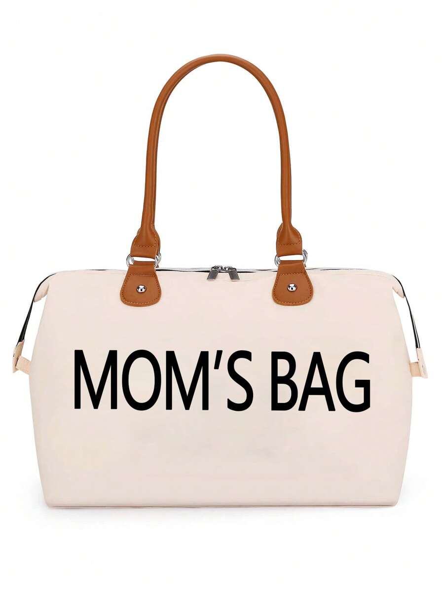 1pc Girl Large Capacity Tote Diaper Bag For Outdoor Use - Beige - View 1