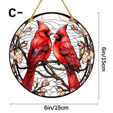 1pc, Cardinal Sunshade And Cranberry Stained Window Hanger - Acrylic Hanging Ornament For Home, Porch, And Wall Decor - Multicolor - View 16