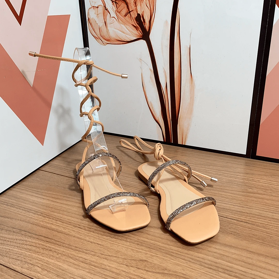 Women Flat Sandals - Màu be - Xem 1