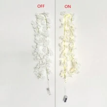 1 pièce Guirlande lumineuse de 2 m de fleurs de cerisier artificielles blanches, lumières décoratives de vigne de fleurs de cerisier rose toujours verte pour la décoration de fête d'anniversaire, mariage, événement et maison