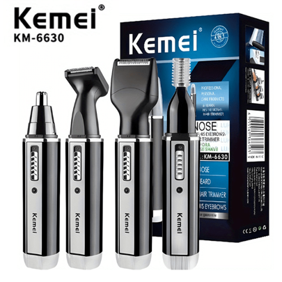 Kemei KEMEI KM-6630 Professional Rechargeable Nose Hair Four-Piece Electric Shaver Haircut Cut Nose Hair Eyebrow Knife Four In One 400mAh