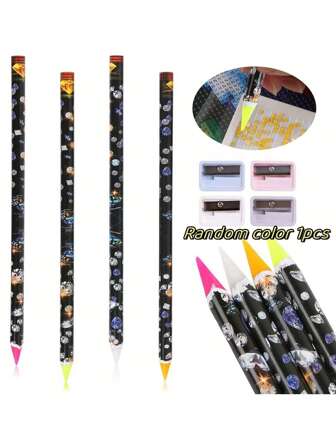 4 Pcs Diamond Painting Pen Rhinestone Picker Pencil Nail Point Drill Pen Self Adhesive Resin Picker Dotting Wax Pencil Gem Pick Up Tools For Nail Art DIY Decoration With Pencil Sharpener