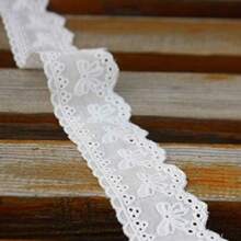 ZNZAKKA 1 yarda Encaje de costura con cinta de lazo y ojal de encaje para accesorios de disfraz de tela de encaje de artesanía