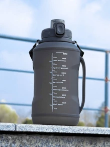 1PC 2L opvouwbare waterfles, met tijden om te drinken, 64 Oz motiverende fles met rietje en riem, herbruikbaar lekvrij, voor sportgymnastiek - Grijs - Bekijken 1