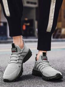 Men Breathable Sports Shoes, Casual Stripe Lace-Up Shoes
