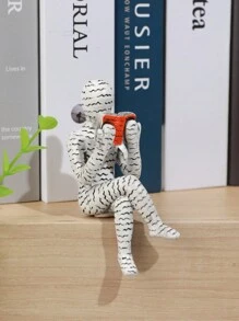 1 pieza Figura de hombre leyendo de resina, obra de arte abstracta con letras impresas, decoración del hogar para estantería - Multicolor - Ver 5