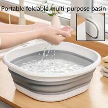 1pc Collapsible Foot Soak Tub, Silicone Folding Wash Basin, Portable Plastic Multi-Use Basin For Soaking Feet, Washing Face, Vegetables, Space-Saving With Hanging Hole Design, Ideal For Students Home UseBody Care For Travel,Sport,Outdoor