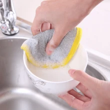 10入組家用洗碗刷和鍋具清洗雙面除污洗碗海綿，清洗海綿，鋼絲球，水槽清潔布或廚房爐灶清潔布，抗菌可洗，廚房用品，廚房清潔小工具 - 黃色 - 查看 3