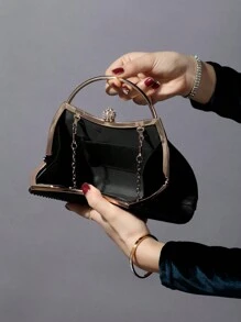 REMANLAND 这款闪耀夺目、优雅迷人的单颗水晶点缀时尚金属手拿包/晚宴包，适合女士出席派对、婚礼、盛会及其他场合。这款晚宴包是派对女孩和女士的理想之选，也是馈赠女性的完美礼物。 - 黑色 - 查看 5