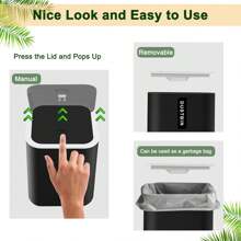 Desktop Trash Can Small Mini Garbage Can Plastic Dustbin With Shake Cover, Desktop Trash For Decorative Countertop And Housewarming Gift, Christmas Gift(Black, White, Gray, Beige) Kitchen Items Kitchen Accessories Kitchen Kitchen Tools - Multicolor - View 5