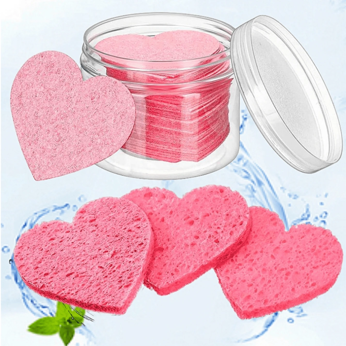 Bộ 50 Đóng Hộp Mặt Bọt Biển Nén Mặt Bọt Biển Tự Nhiên Miếng Bọt Biển Rửa Mặt Làm Sạch Trang Điểm Puff - Hồng - Xem 1