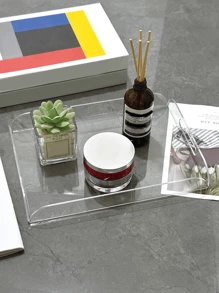 1pc Acrylic Clear Food Tray, Transparent Jewelry Organizing Tray Christmas Gift - White - View 1