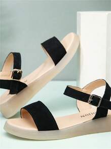 Nuevas sandalias de moda casuales de verano para mujer con hebilla, suela gruesa y de ante