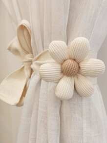 1件装3D立体花卉儿童窗帘绑带，卡通可爱花朵窗帘绑带，婴儿派对家居装饰礼品 - 米色 - 查看 1