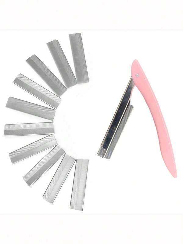 10 Pezzi Lame di ricambio in acciaio inossidabile per rasoio sopracciglia e 1 supporto rosa, Strumento multifunzionale per esfoliazione e dermaplaning per viso, modellatore di sopracciglia adatto per donne e uomini, facile da usare, per trucco, economico, decorazione camera, toeletta, viaggio, camera da letto, accessori per il trucco, rasoio per sopracciglia