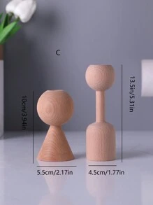 2pcs Wooden Candle Holder - Beige - View 7