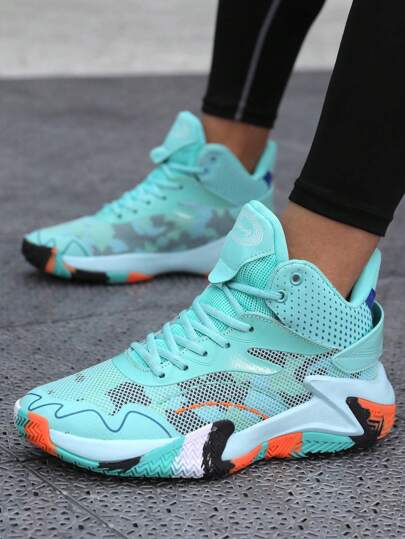 Men's Basketball Shoes, Air Mesh Uppers, Anti-Slip Outsole, Asymmetrical Pattern On Uppers And Outsole