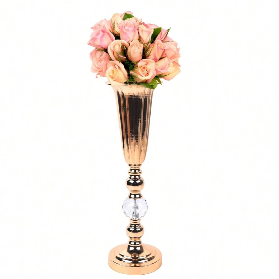 44.5cm Gold Flower Vase Metal Wedding Centerpieces For Reception Tables Flower Vase Stand Home Table Decor - Gold - View 1
