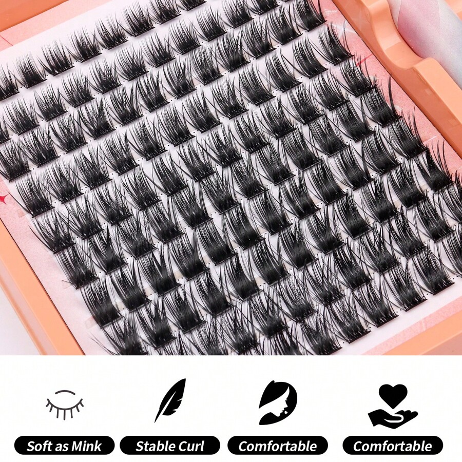 Wimpernverlängerung Set mit 120 Stücke WimpernClustern, Wimpern Bond und Dichtung, C Curl