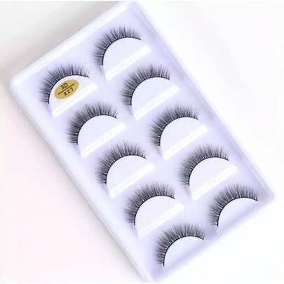 cartela com 5 pares de cílios feitos à mão modelos X naturais 3D a pronta entrega