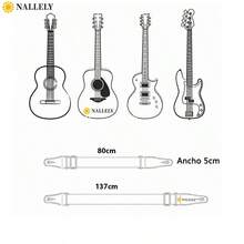 Tali Strap Para Guitarra Y Bajo Electrica Piel Con 6 Paletas Para Guitarra Acústica/Balada, Bajo, Guitarra Eléctrica, Ukulele Y Otros Tamaños De Guitarra Cómodo Y Suave,Proporcionando La Mejor Experiencia De Uso - Amarillo - Ver 2