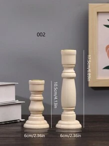 2pcs Wooden Candle Holder - Beige - View 9