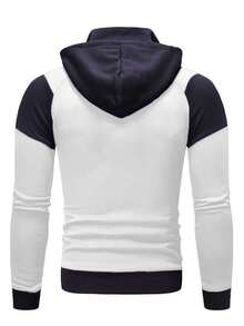 2 en 1 color bloqueado a prueba de viento chaqueta con capucha de los hombres,Calidad clásica cálidos hombres chaquetas y abrigos,forro de lana chamarras de mujer,ligero e impermeable,suave y cómodo,bolsillos con cremallera blusa mexicana,perfecto para el uso diario,trabajo,al aire libre blusas,vacaciones sudaderas,senderismo,deportes,tenis de hombre,fiesta. - Blanco - Ver 2