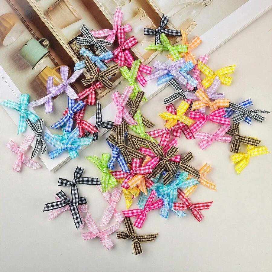 100入組緞帶蝴蝶結裝飾，用於手工藝品、禮品、花卉、衣物等DIY製作的婚禮請柬、卡片、袋子、派對裝飾 - 彩色 - 查看 1
