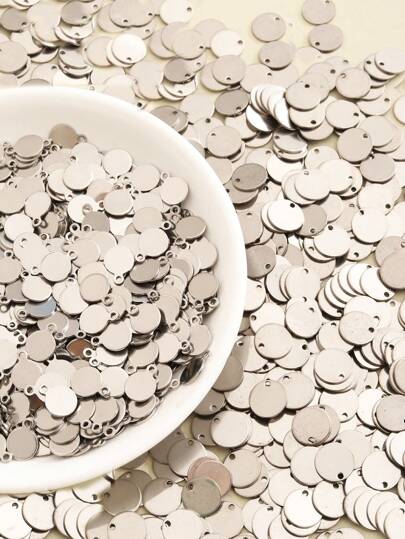 50pcs Stainless Steel Round Smooth Basic Bracelet Necklace DIY Fashionable Pendant