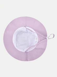 2入組兒童純色帽子，帶有可調印花設計，透氣防曬，適用於戶外和日常使用 - 彩色 - 查看 3