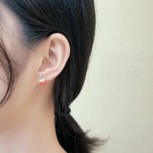 S925 Silver Sweet & Simple Small Fruit Earrings - Strawberry Shaped - Gold - View 2