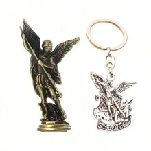 1pc Saint Michael Archangel Figurine, Sacred Angel Michael's Sculpture, Zinc Alloy Statue For Home Desk Decor Best Gifts Birthday Graduation