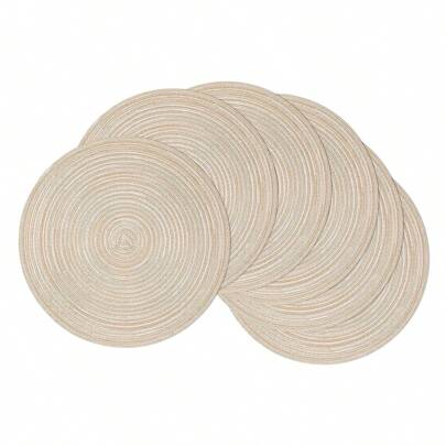 2/4/6 وحدات من توزيعات المائدة المنسوجة المدورة قطر 15 بوصة ، مقاومة للحرارة على الطراز الأوروبي لا تنزلق، مناسبة كحصيرة طاولة طعام للمنزل والمطبخ والديكور خلال المناسبات