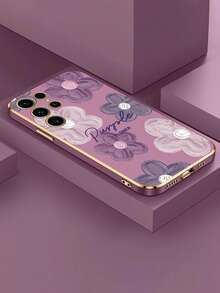 1入組防震手機殼，適用於Galaxy S23 Ultra S22 S21 Plus S20 Fe S10 Note 20 10 8 9，柔軟矽膠花卉保護套 - 黑色 - 查看 2