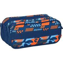 Mattel HOT WHEELS "SPEED CLUB" Triple Pencil Case With Compartments And Zippers - Side Handle And Compatibility With Backpack Trolley - Unique Design Case With Official License - Object Holder Wallet - Multicolor - View 2