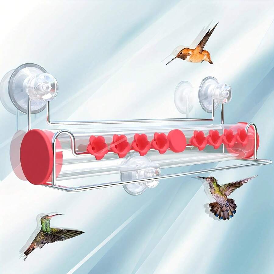 Window Hummingbird Feeder, Suction Cup Hummingbird Feeder For Windows, With 8 Anti Feeding Ports