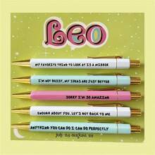 1 Set 12 Constellations Theme Retractable Ballpoint Pen, Various Colors Of Fun Pen, Black Ink 1.0mm Midpoint Quick Drying, Used For Writing Drawing Diary Notes, Birthday Office Gifts - Multicolor - View 14