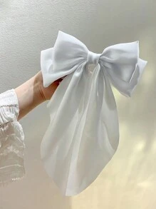1 件/复古缎带长尾蝴蝶结弹性发带，优雅法式女士发饰，适合日常佩戴万圣节情人节 - 白色 - 查看 4