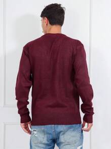 Men Sweaters - Burgundy - View 3
