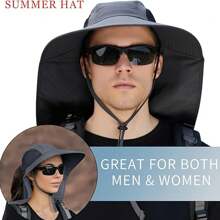 Chapeau de soleil avec son rabat de cou, protection UV UPF 50+ pour les activités de randonnée ou de pêche, Casquette à large bord pour les hommes et les femmes - Multicolore - Voir 8