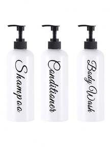 3PCS 16.9oz Shampoo And Conditioner Dispenser With 3 Waterproof Labels, Plastic Shower Soap Dispenser Used For Bathroom Decor - White - View 1