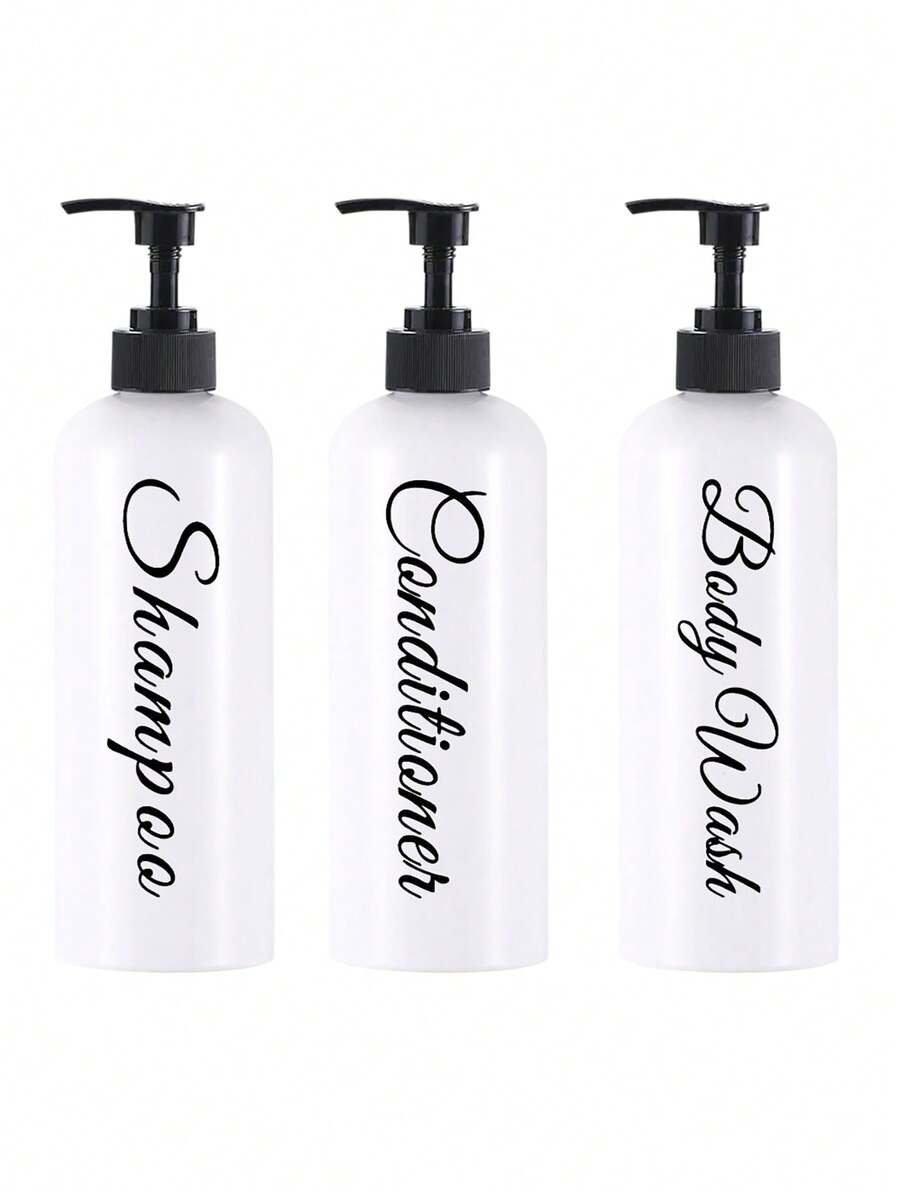 3PCS 16.9oz Shampoo And Conditioner Dispenser With 3 Waterproof Labels, Plastic Shower Soap Dispenser Used For Bathroom Decor - White - View 1