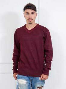 Men Sweaters - Burgundy - View 2