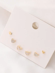 3pairs/Set Chic Individuality Delicate Heart-Shaped Rhinestone Earring Sets ,Casual Versatile Sporty Outdoor Earrings, For Women&Teen Wedding Banquet Prom Dating Gifts Summer Vacation Travel Music Festivals ,Suitable For Holiday Wear ,Mother's Day Gift