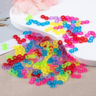Confezione da 500 pezzi di fibbia in plastica a forma di "S" trasparente dai colori arcobaleno per braccialetti intrecciati e collane fatti a mano, disponibili molteplici opzioni di colore