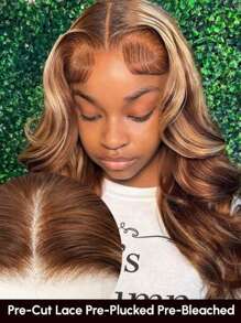 Wigs Bye Bye Knots Pre Bleached Knots 7x5 Lace Wig TL412 Brown Blonde Highlight Body Wave Wig Human Hair Lace Front Wig Glueless Wear Go UNice Hair - S4/27 - View 7