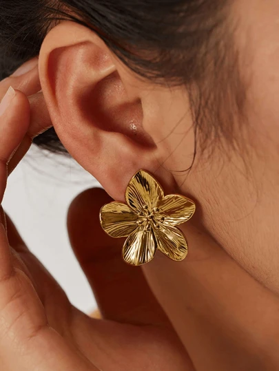 1 par de nuevos aretes de botón de acero inoxidable chapados en oro con diseño de girasol para mujeres, mejor regalo para maestros, San Valentín, mamá, madre, Día de la Madre