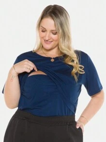 Plus Size Blouses - 藏蓝色 - 查看 1